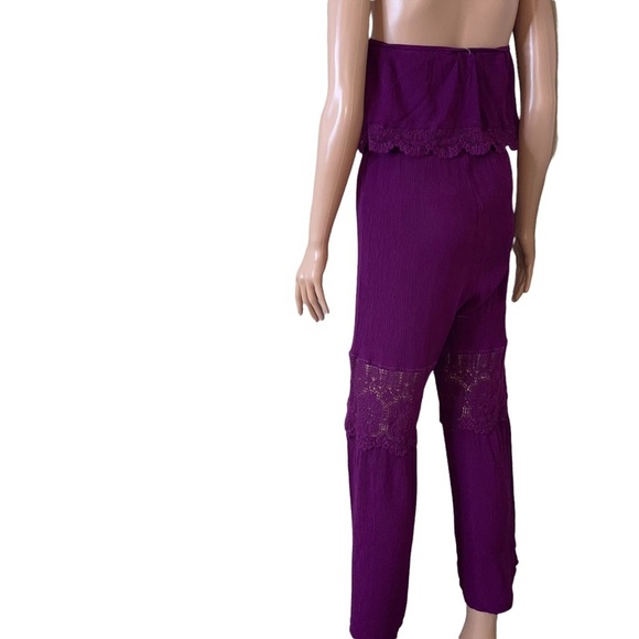 Eyeshadow jumpsuit romper Sleeveless One-Piece SZ M ruffle top wide leg purple - Picture 5 of 12